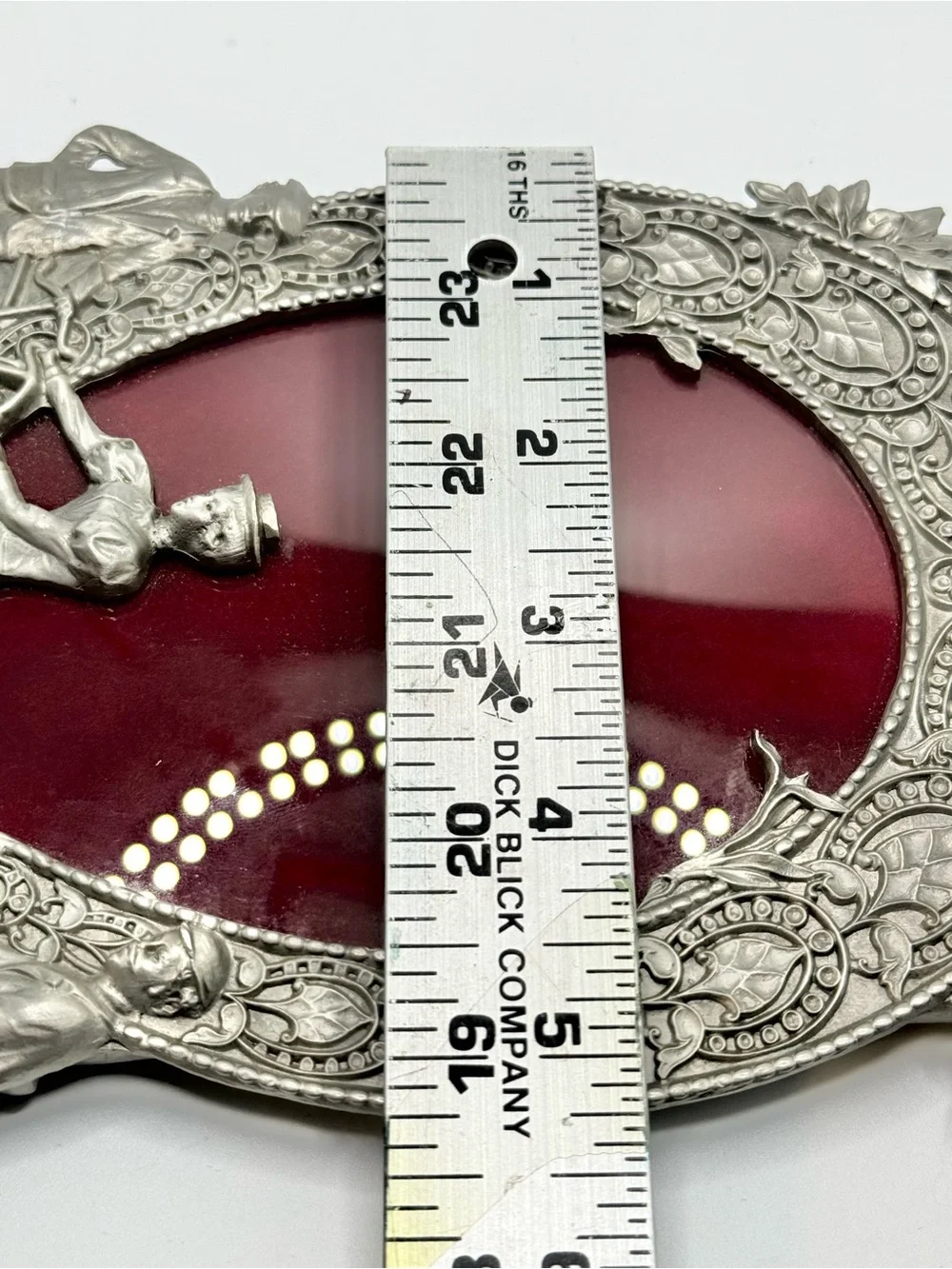 VTG Filigree Pewter Picture Frame Victorian Parisian Bicycle scene 4x6- 7X8 - Picture 8 of 8